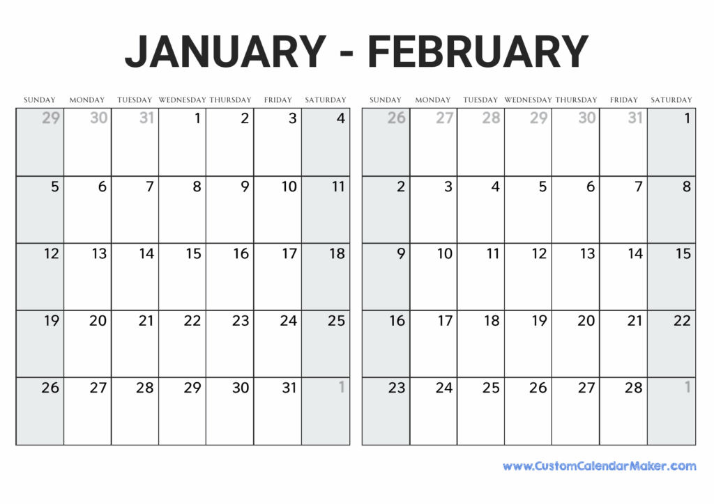 January And February 2025 Calendar Printable Adam S Thorsen