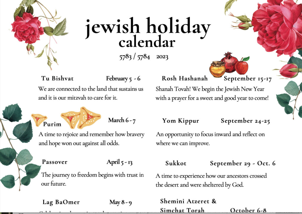 Jewish Calendar 2025 With Holidays Printable Pdf Free Download 