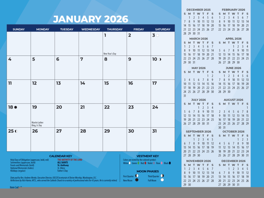 Liturgical Calendar 2026 Printable