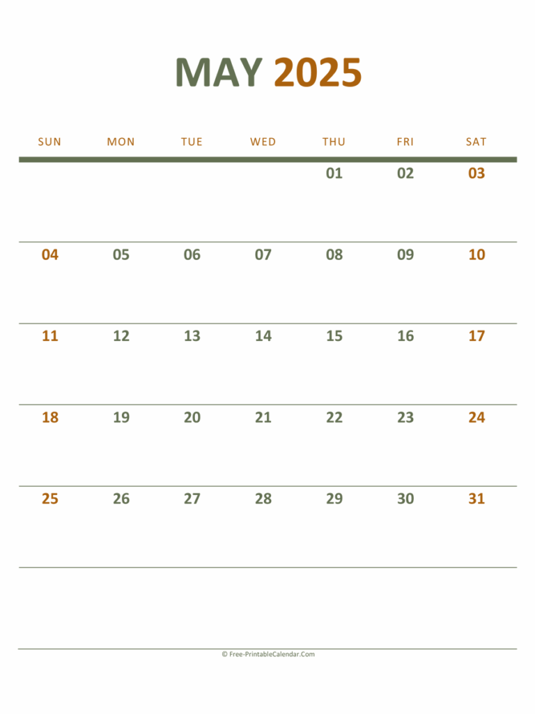 May 2025 Printable Calendar