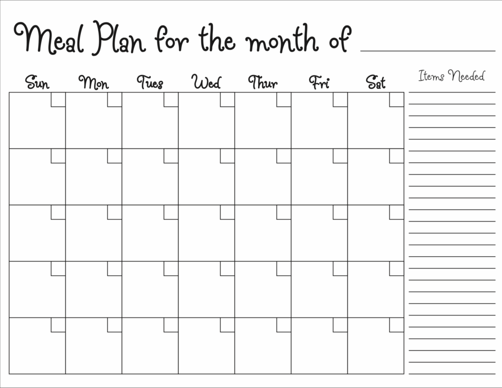 Meal Planning Calendar Photokapi