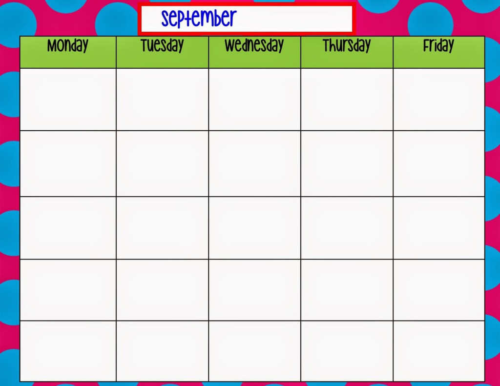 Monday Through Friday Calendar Printable Example Calendar Printable