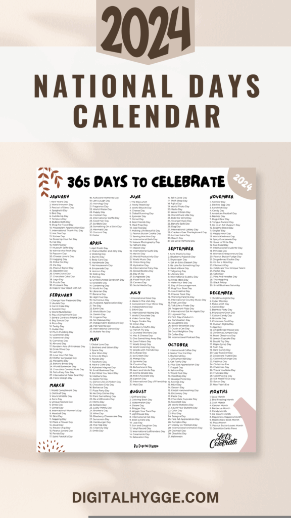 National Day Calendar 2024 Printable Calendar 2024 Printable 