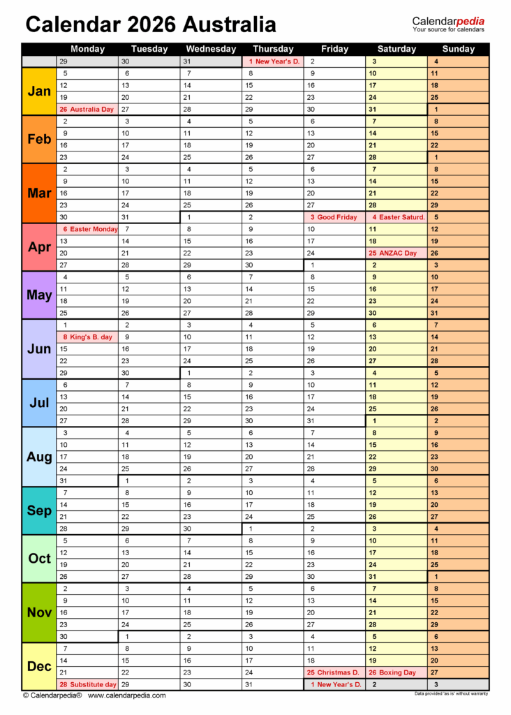 Navigating Time The Importance Of A Printable Australian Calendar For 