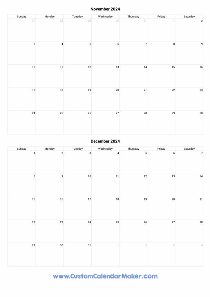 Nov And Dec 2025 Calendar Printable Janie Catarina