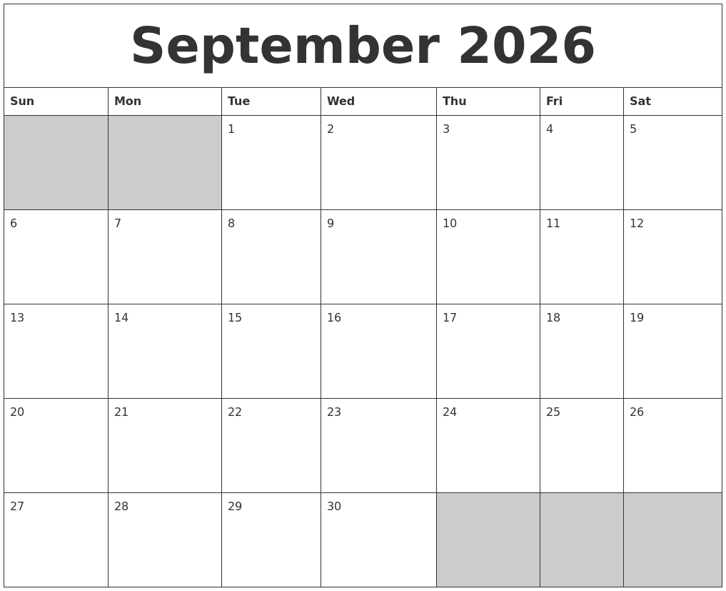 November 2026 Free Online Calendar