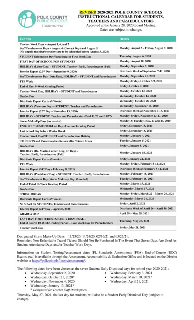 Polk County School Calendar 24 25 Pdf Doug D Bartlett