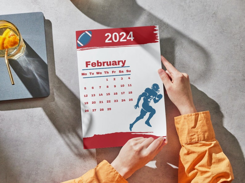 Printable Calendar 2024 Soccer Calendar Digital Calendar Etsy