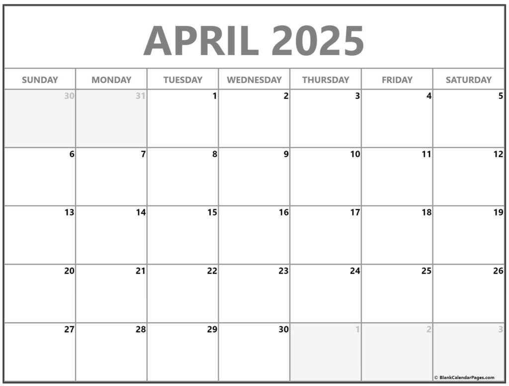 Printable Calendar April 2025 Free Printable Joye Tamarah