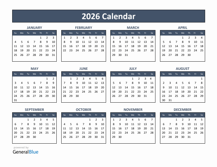 Printable Calendar For 2026