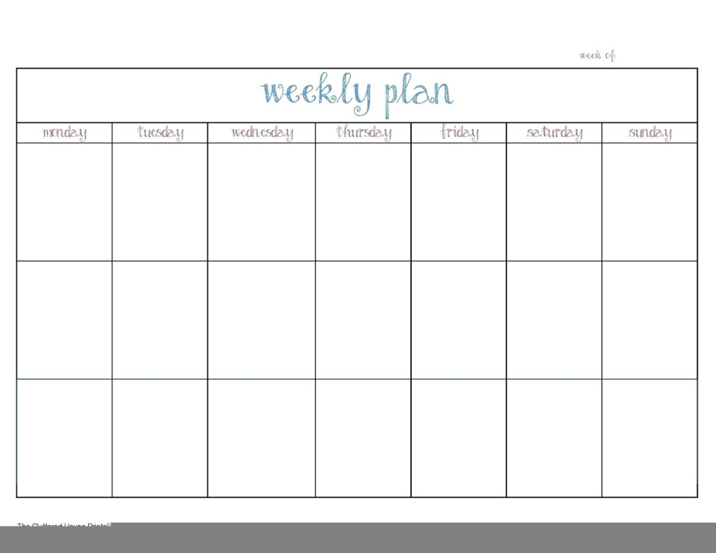 Printable Calendar Monday Through Friday Example Calendar Printable