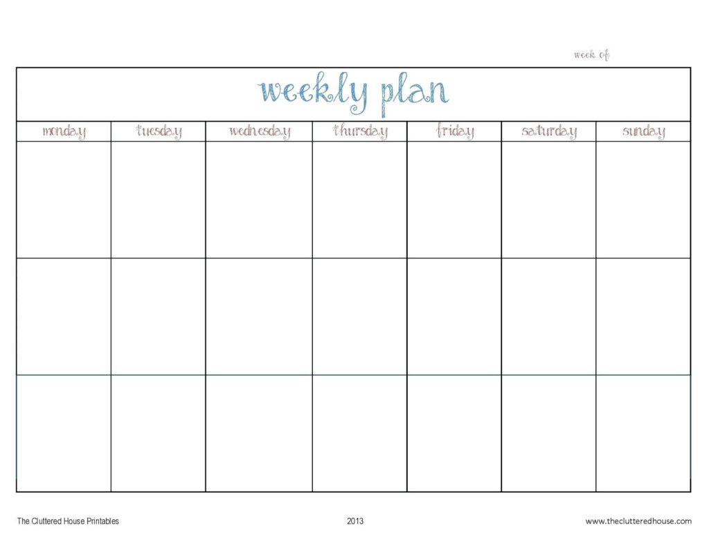 Printable Calendar Monday Through Friday Example Calendar Printable