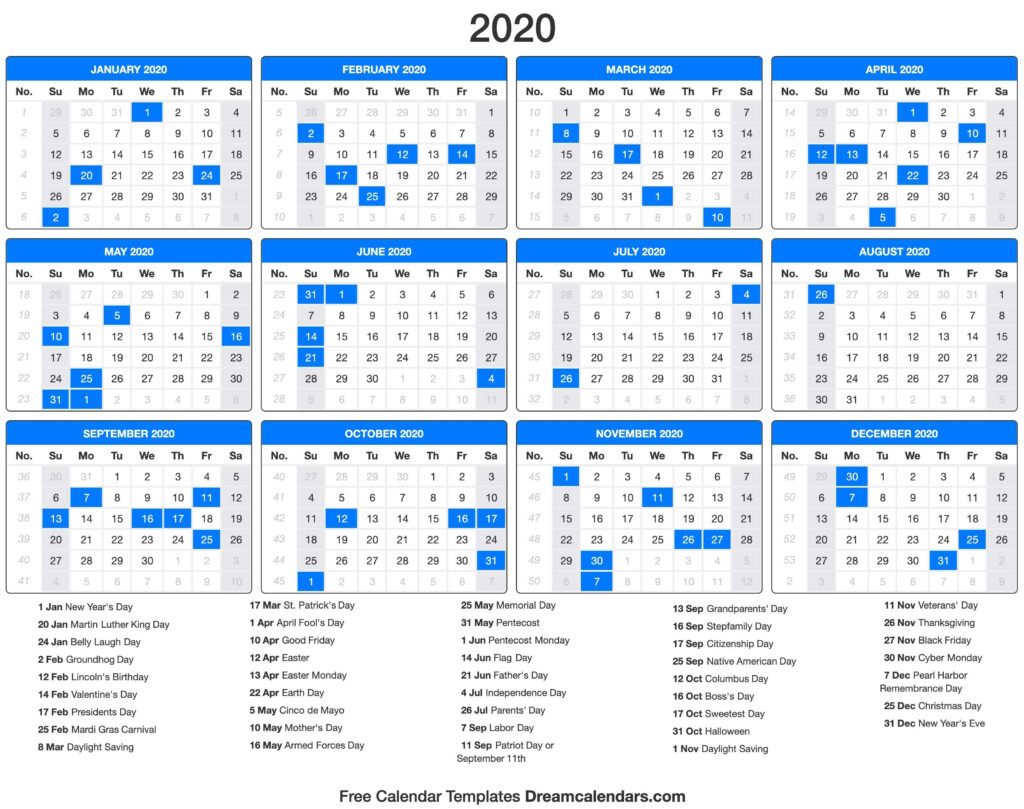 Printable Calendar With Jewish Holidays 2020 Calendar Template Printable