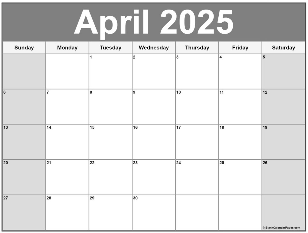 Printable Free April 2025 Calendar Gilbert R Bradford