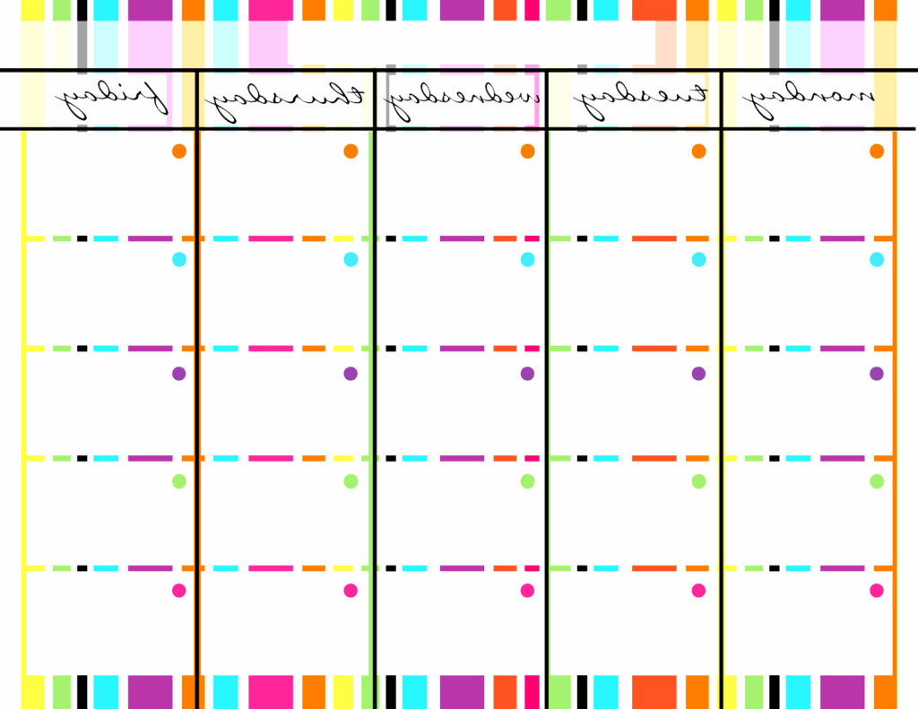 Printable Monday Through Friday Calendar