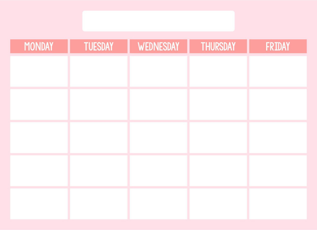 Printable Monday Through Friday Calendar Bili Mariya