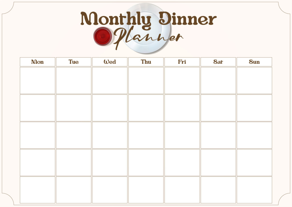Printable Monthly Menu Calendar Kumgoods