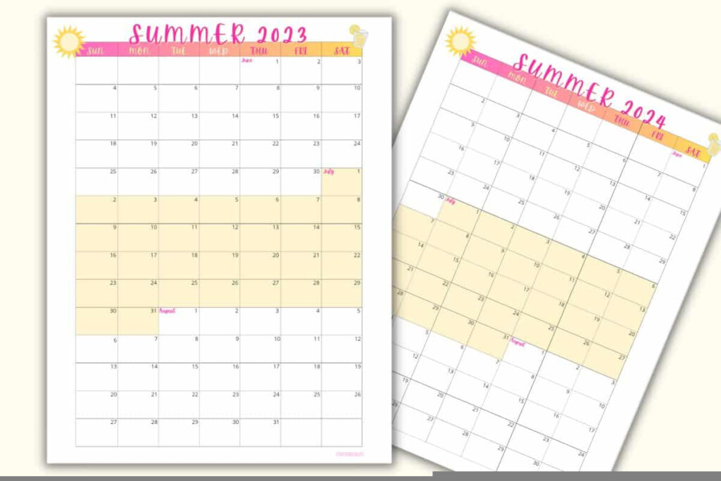 Printable Summer Calendar 2024 Free Printable Calendar 2024