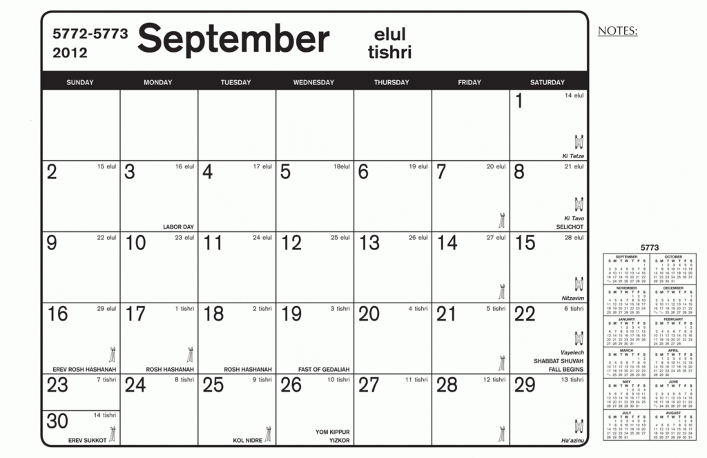 September 2025 Calendar With Jewish Holidays Printable James L Prokop