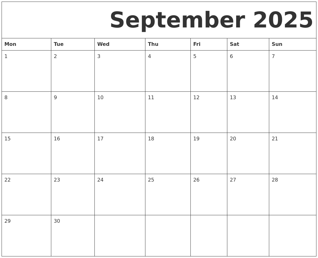 September 2025 Free Printable Calendar