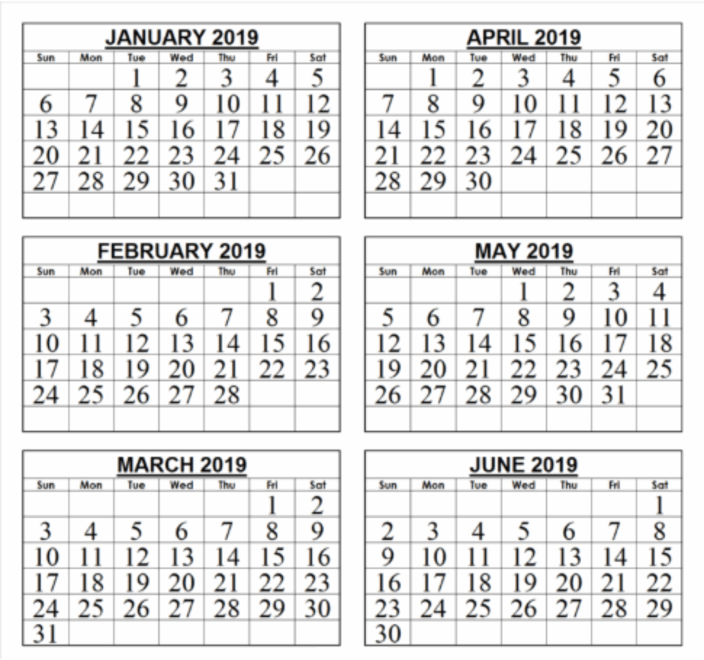 Six Month Printable Calendar Linzy Phaidra