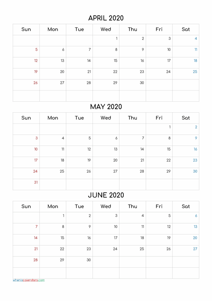 Three Month Printable Calendar