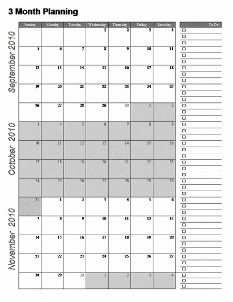 Three Month Printable Calendar Printable Templates