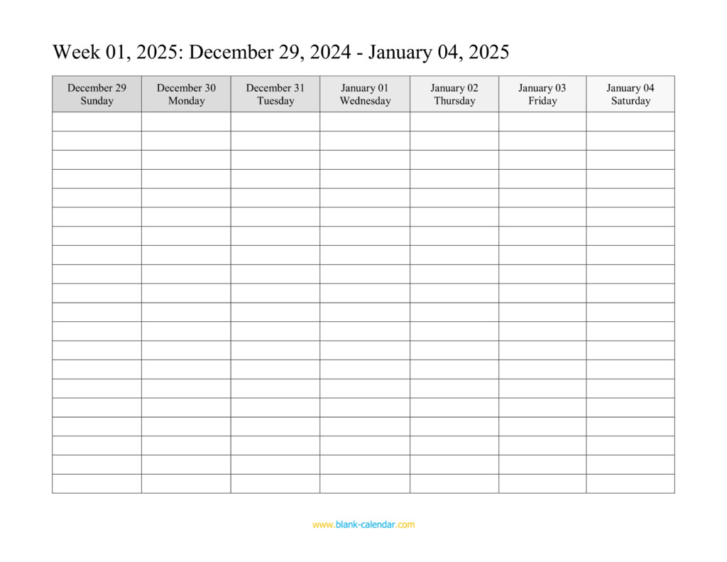 Weekly Calendar 2025 WORD EXCEL PDF 