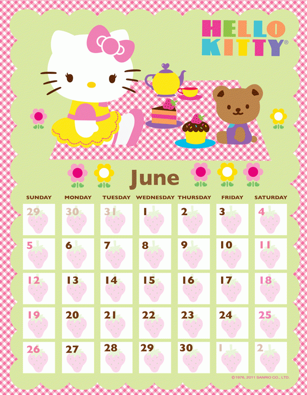 12 Month Free Printable Hello Kitty Calendar 2026 Editable Template