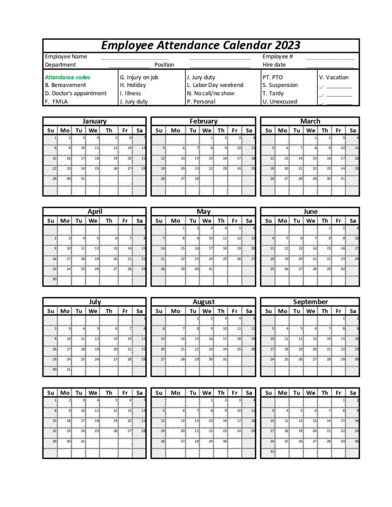 2025 Attendance Calendar Printable Free Printable Calendar 2025