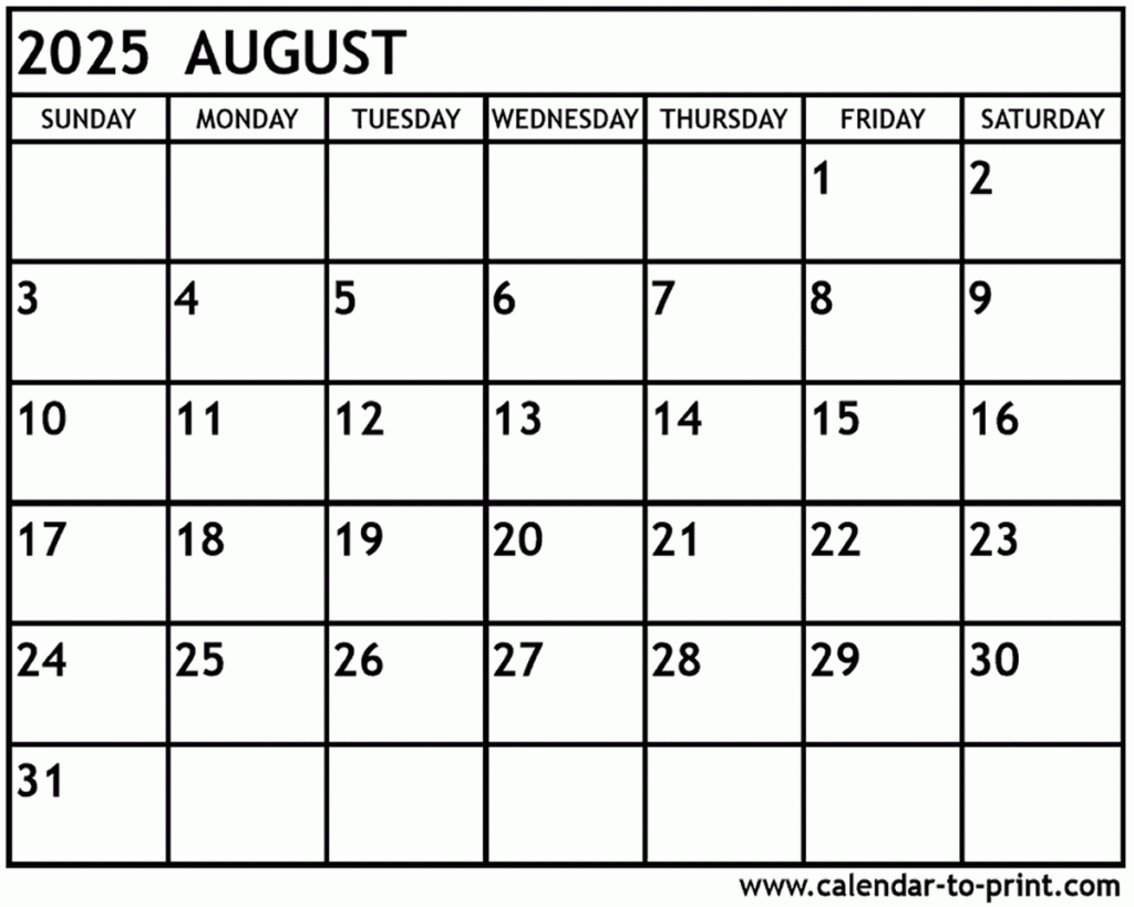 2025 August Calendar Free Printable Download Pdf Tessa Foster