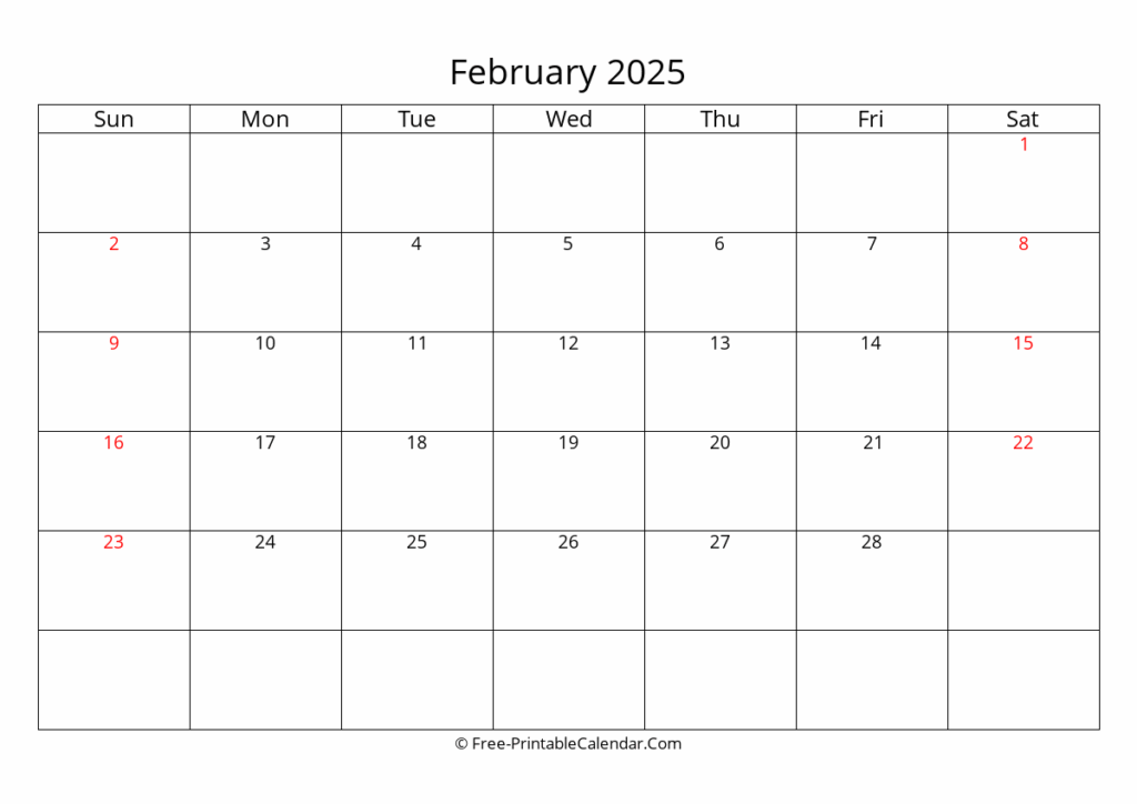 2025 February Calendar Free Printable Free Download Jojo Marthe