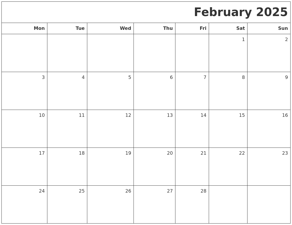 2025 February Calendar Free Printable Pages Sandra A Brown