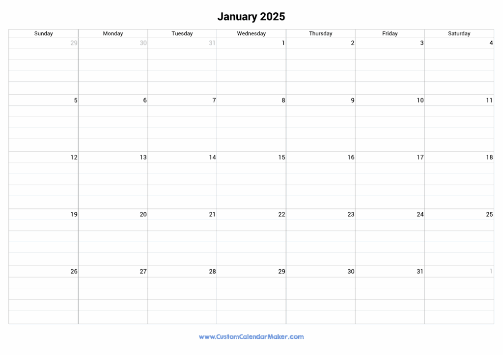 2025 Printable Calendar With Lines Printable Free Tom S Brown