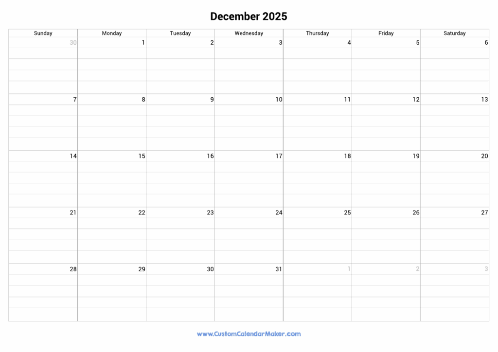 2025 Printable Calendar With Lines Printable Freebies Claudia S Bergmann