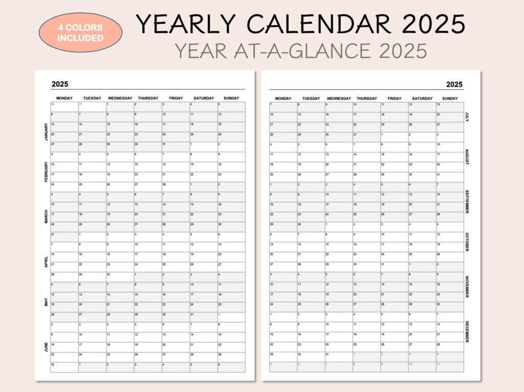 2025 Year At A Glance Calendar Printable A Comprehensive Guide To 
