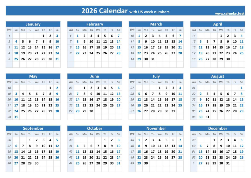 2026 Calendar With Week Numbers