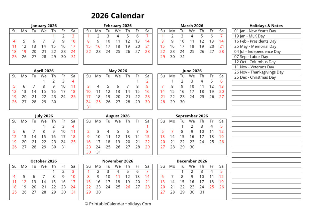 2026 Calendar With Week Numbers Printable Eudora Florida