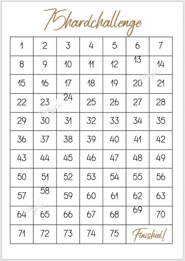 75 Day Hard Challenge Printable Free
