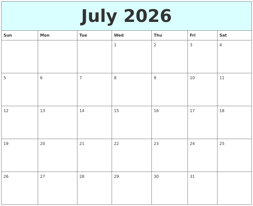 April 2026 Blank Calendar