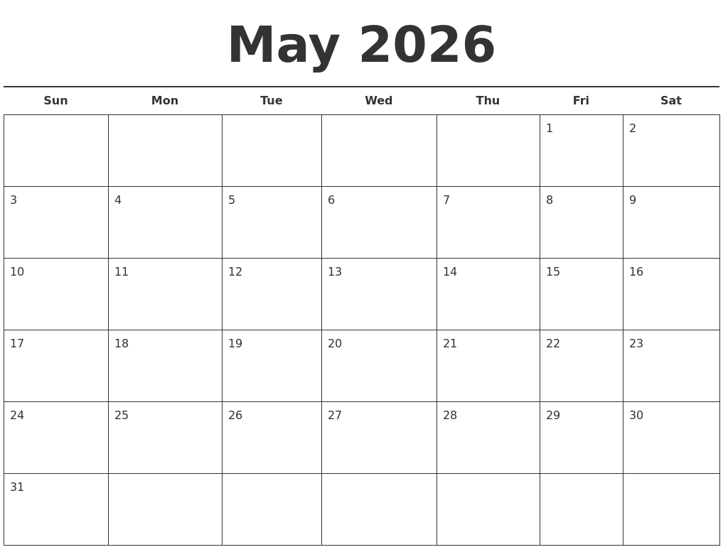 April 2026 Calendar Printable