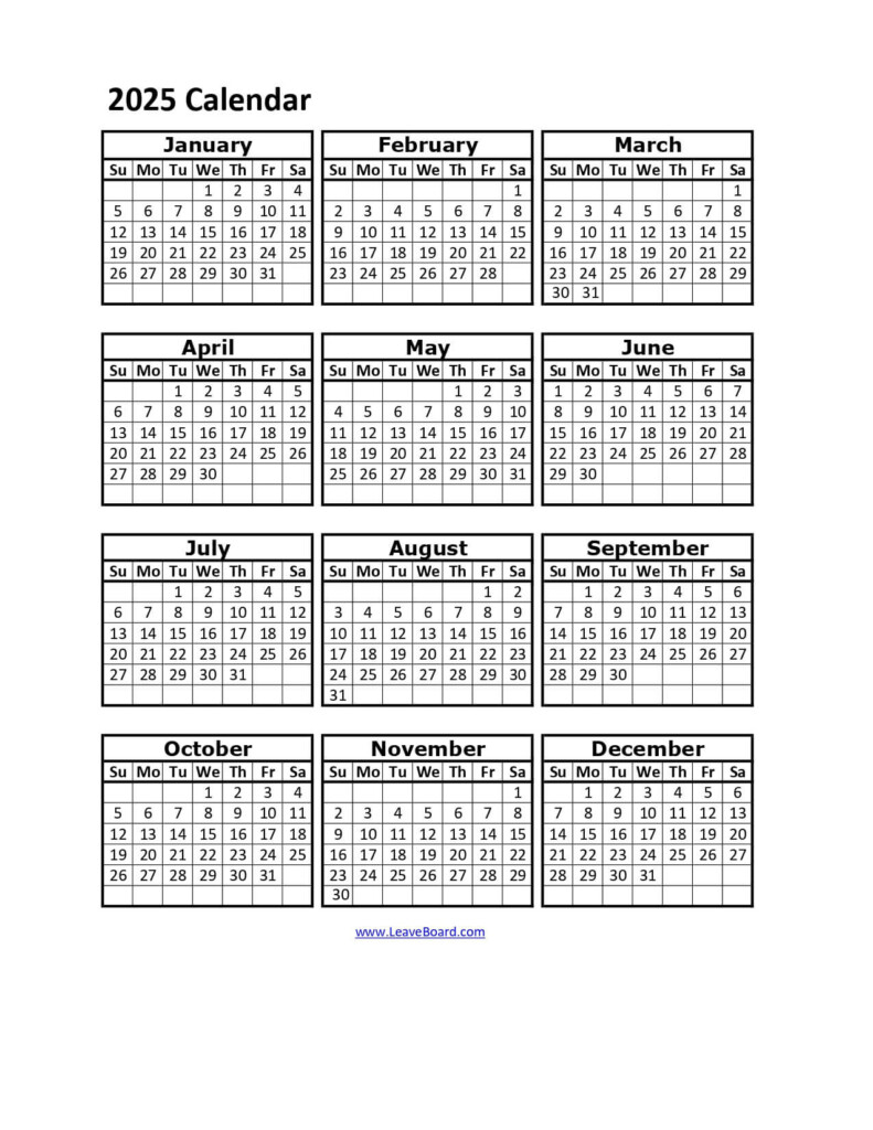 Attendance Calendar 2025 Printable Free