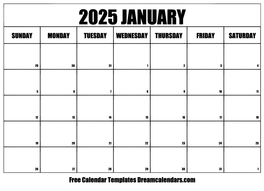 Blank Calendar December 2025 January 2025 Printable Damian Walker