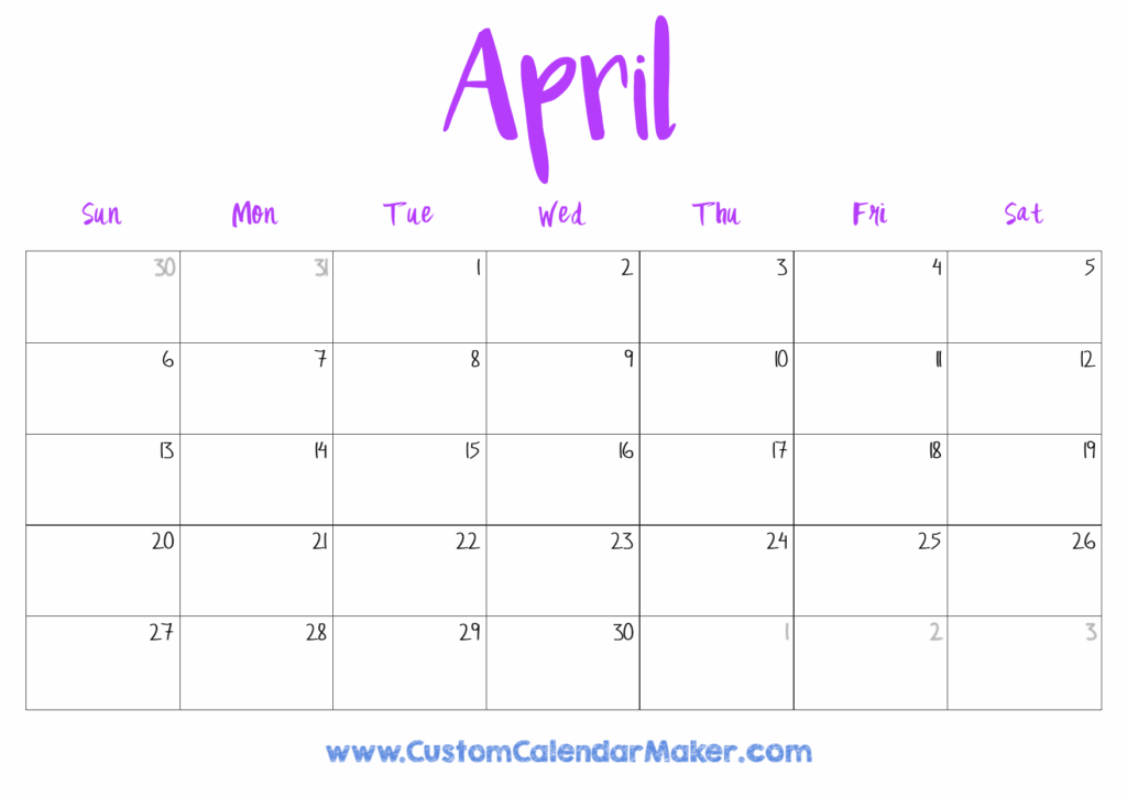 Blank Calendar Template 2025 April 2025 Printable Christian Quinn