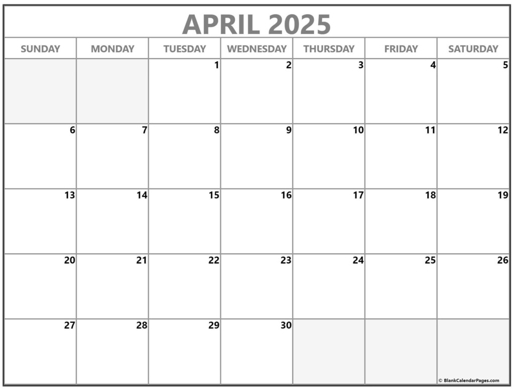 Calendar April 2025 Printable Gilda A Attaway