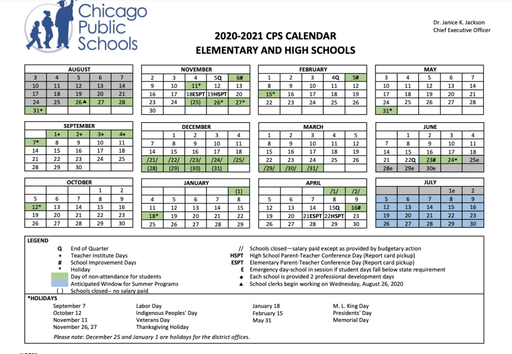 Chicago Public Schools CPS Calendar 2025 2026 Calendar January 2025 