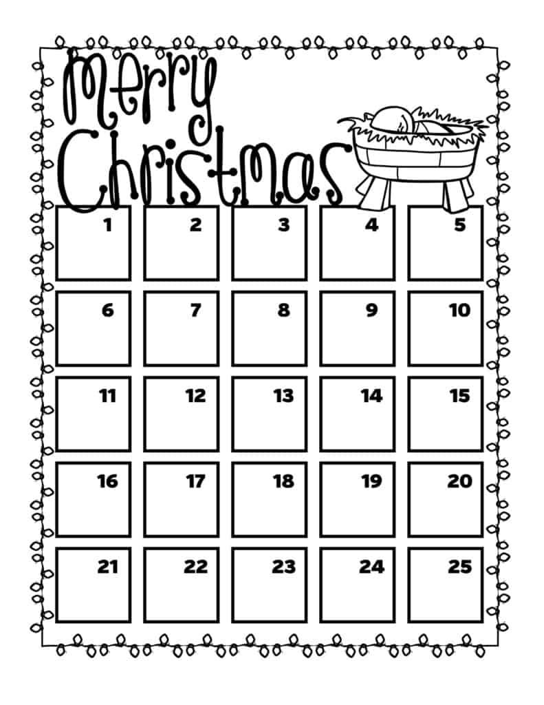 Christmas Countdown Calendar 2025 Printable Sena Willow