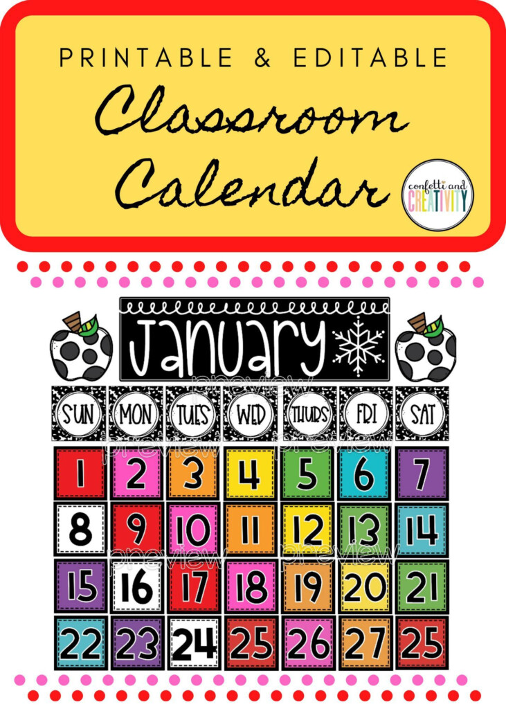 Classroom Calendar Printable