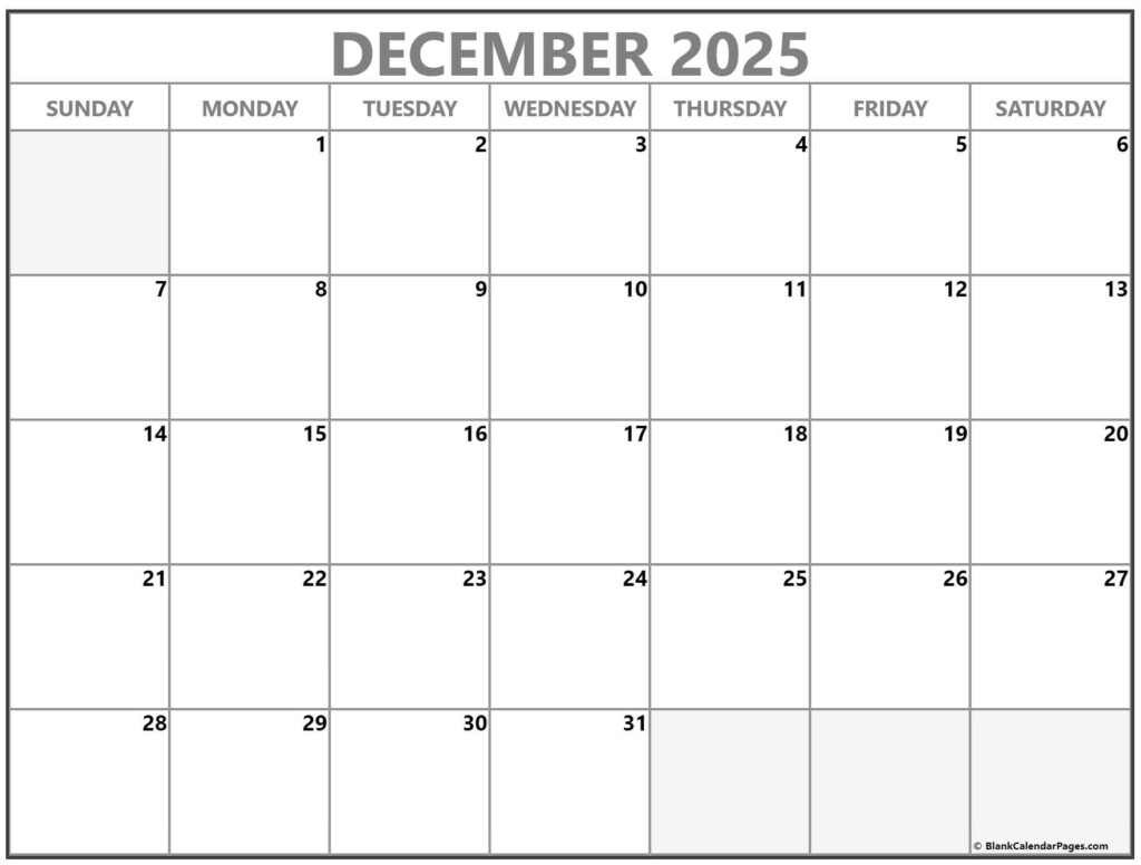 December 2025 Calendar Free Printable Calendars
