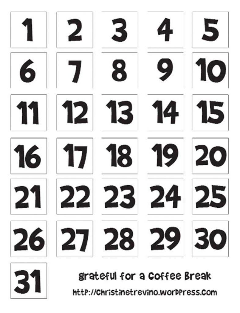 Free Printable Calendar Numbers 1 31 Pdf Printable Word Searches
